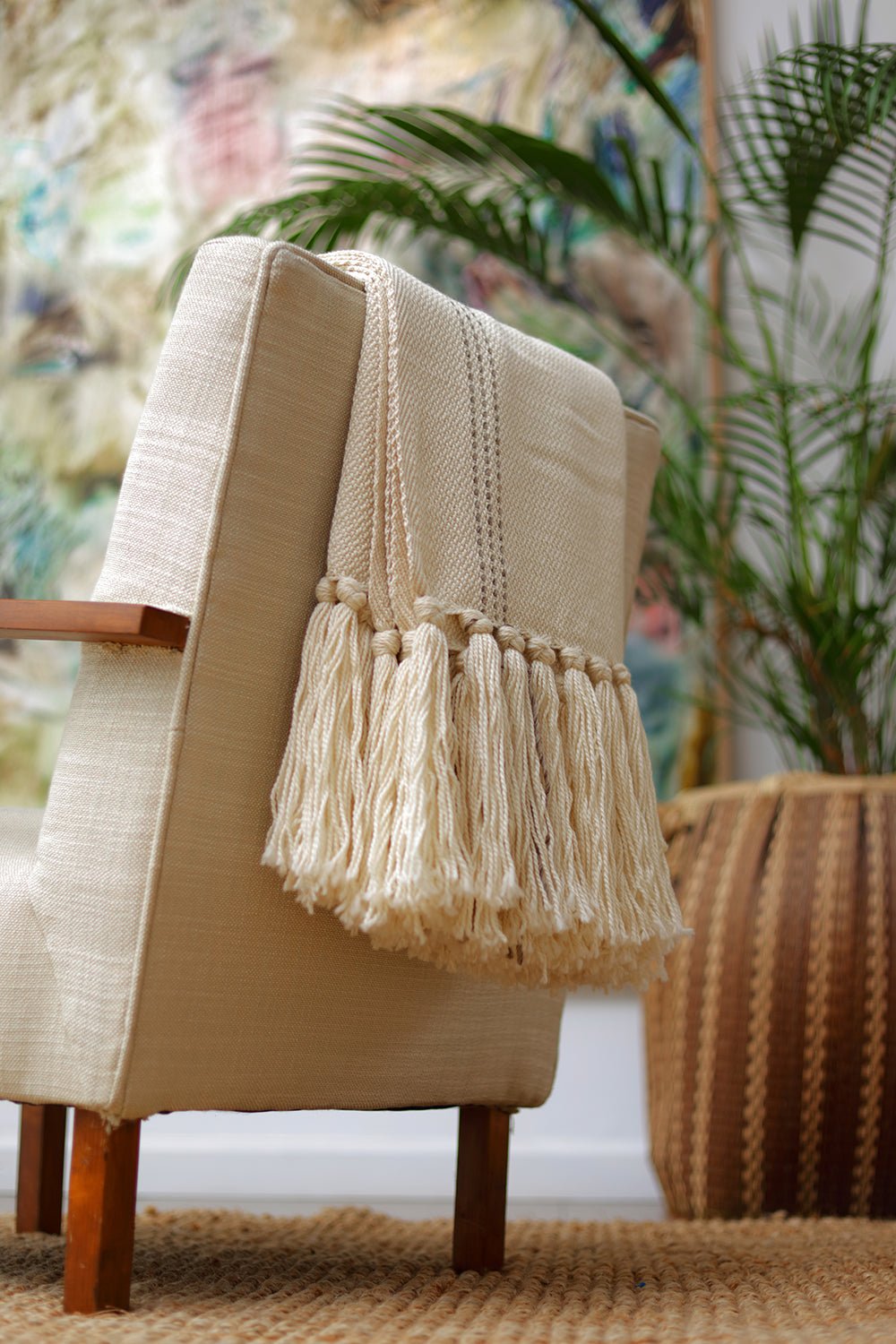 Stitched Wool Throw Blanket